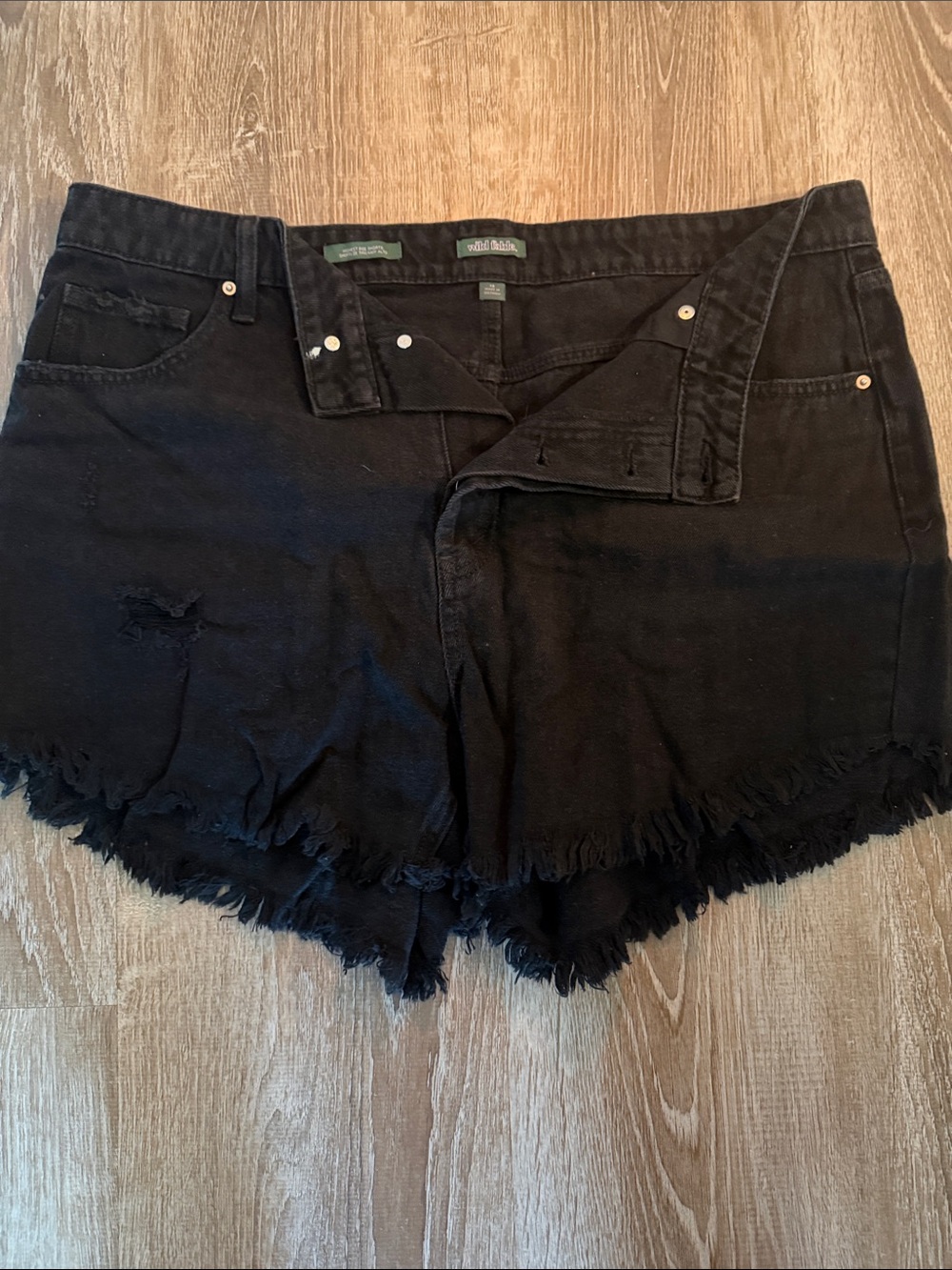 wild fable Black Frayed Hem Distressed Denim Cutoff Shorts